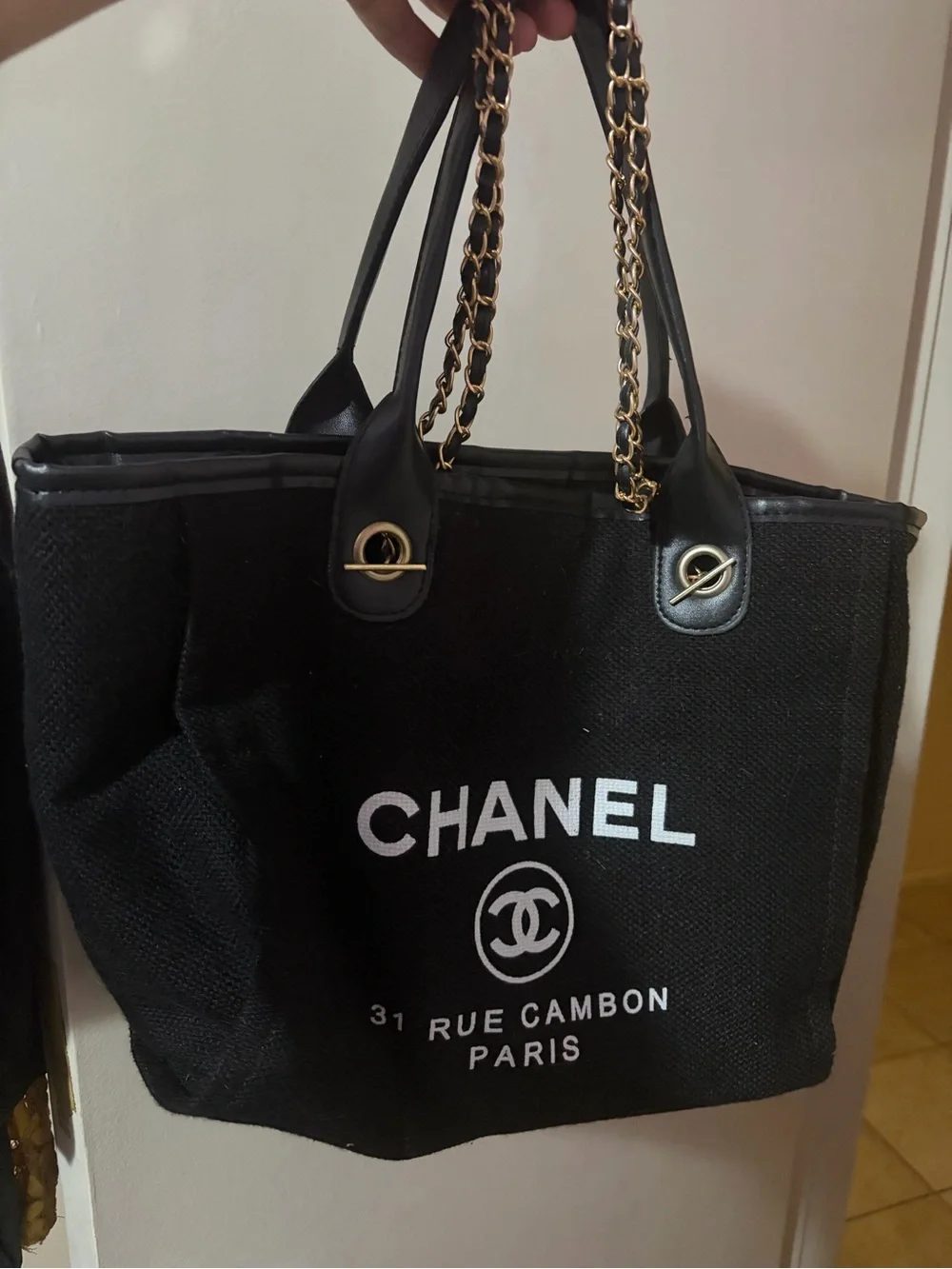 ✨🖤CHANEL-Deauville-Black Canvas '31 RUE CAMBON PARIS’ Tote🖤✨